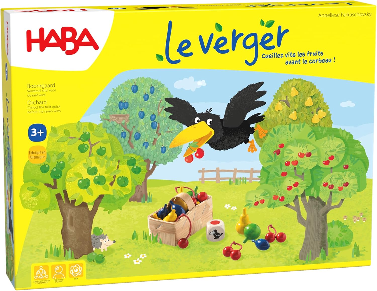 HABA-Le Verger - Jeu de Société pour Enfant - Grand Plateau de Jeu - Jeu en Bois Educatif et Coopératif - 1 à 8 Joueurs - 3 Ans - 3170 — photo produit